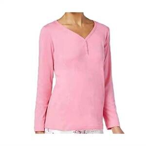 NEW CHARTER CLUB LUXURY flannel mix it pajama top in pink